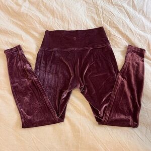 Lululemon - Maroon velvet leggings, Size 10